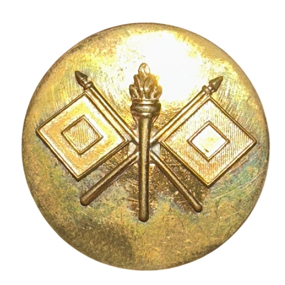 Vintage US Army Signal Corps Enlisted Collar Disk Pin NS Meyer New York 22 Gold‎